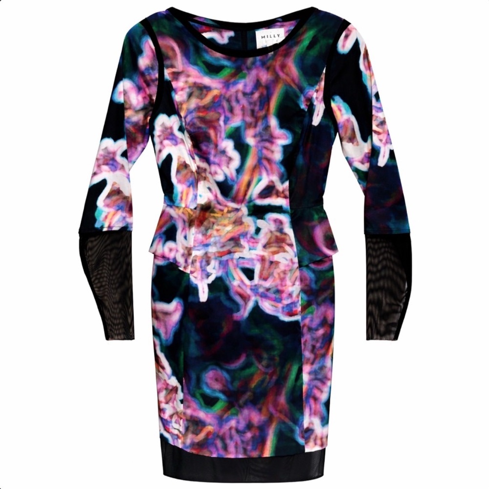 MILLY Italian Fabric Abstract Sheath Dress Size 2 | Designer Cocktail Dress